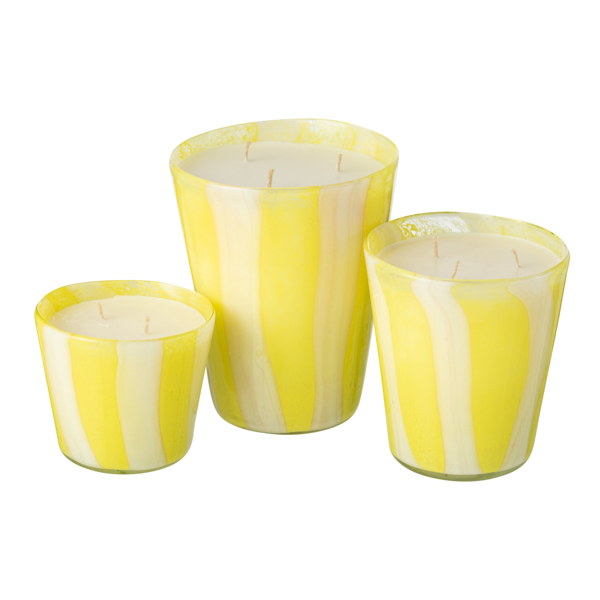 J-Line bougie parfumée Noa Lignes - Yashioka Gardenia - verre -jaune - large - 95H