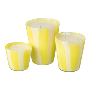 J-Line bougie parfumée Noa Lignes - Yashioka Gardenia - verre -jaune - large - 95H