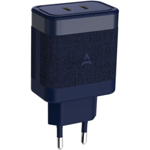 Chargeur secteur ADEQWAT Chargeur 2 USB-C 65W+Cable USB-C Bleu