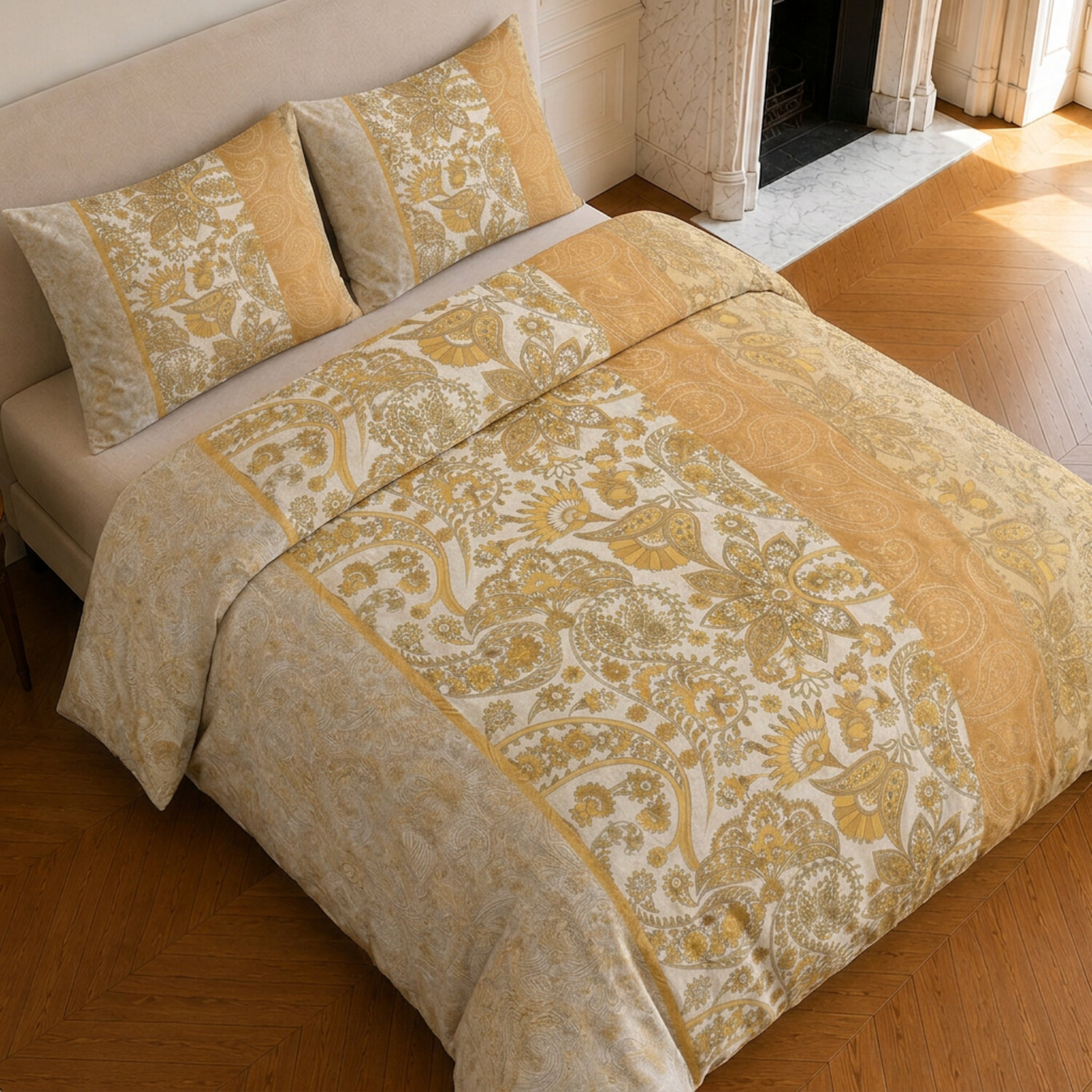 Parure housse de couette 100% coton motif floral - BOMBAY