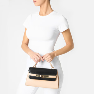 Borsa a mano donna beige-nera