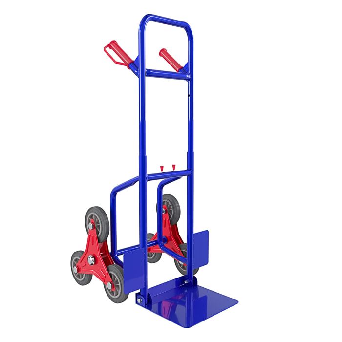 Carrello A Mano Montascale Portapacchi Portata Max 200 Kg Carrellino Pieghevole Acciaio Tubolare Ruote In Gomma Trasporto Pacchi 112 x 61 x 44 Cm Blu