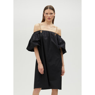 Vestito corto con spalline a catena dorata