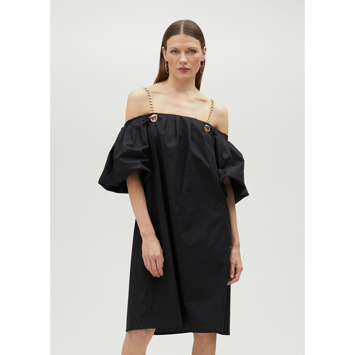 Vestito corto con spalline a catena dorata