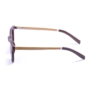 Gafas de sol OCEAN LIZARD WOOD - Marrón oscuro mate patillas de bambú y / Marrón. patillas madera oscuro natural blanco-rojo y marrón lente