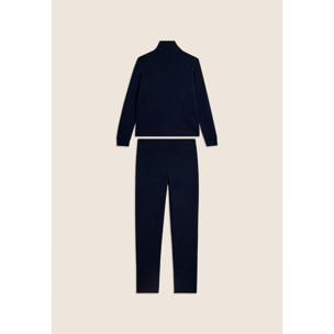 Tuta con zip e collo alto, logo in perline