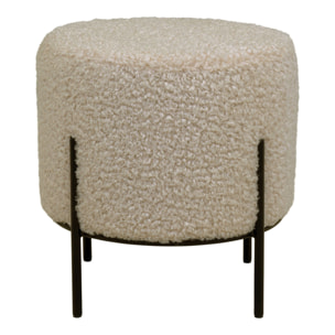 Pouf Alford in teddy grigio-marrone con gambe nere, ø35,5 cm