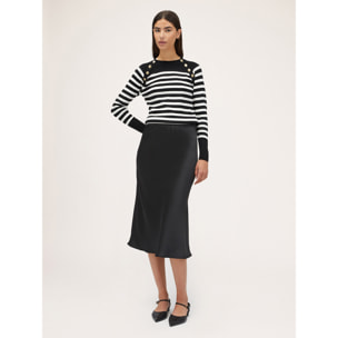 Motivi - Falda longuette en raso - Negro
