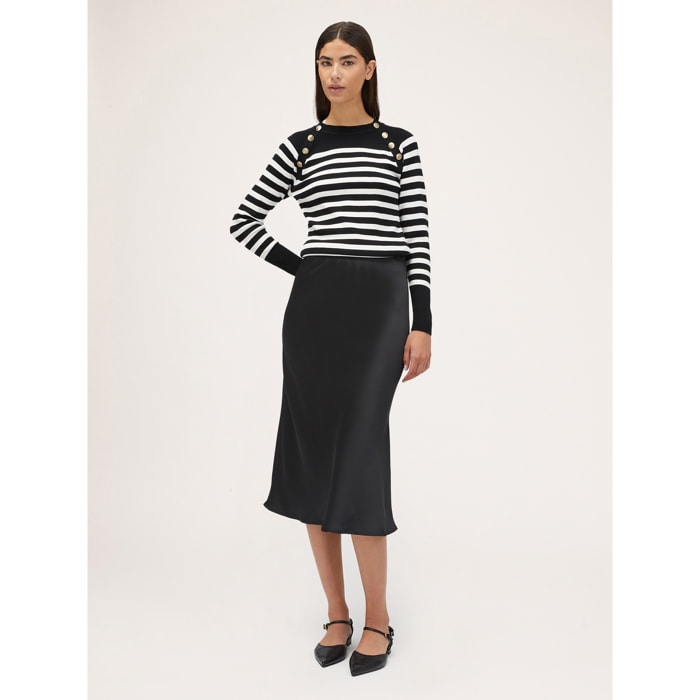 Motivi - Falda longuette en raso - Negro