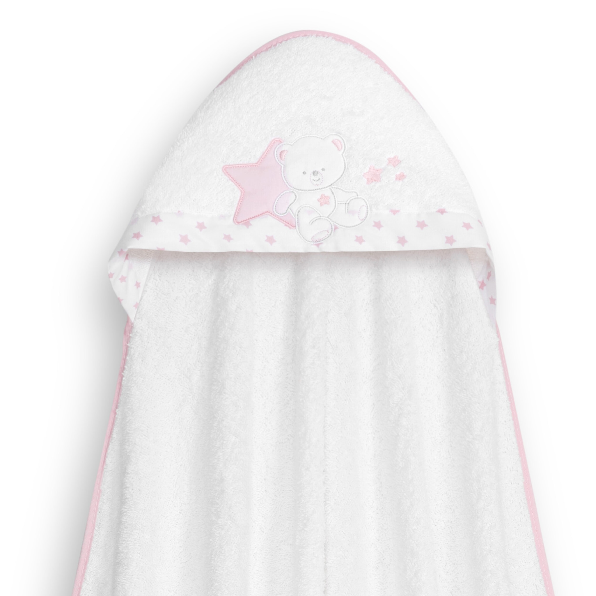 Capa Baño 1X1 Mod Osito Sentado Estrella+ Gorro Bco/Rosa