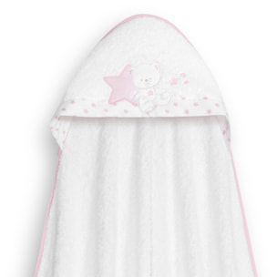 Capa Baño 1X1 Mod Osito Sentado Estrella+ Gorro Bco/Rosa