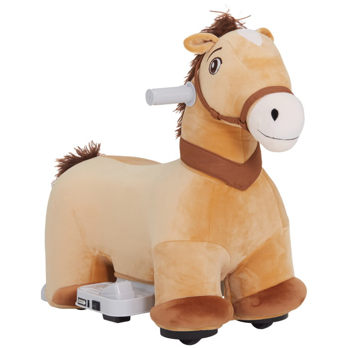 Caballo Eléctrico para Niños de 18 a 36 Meses Caballo de Juguete Eléctrico con Batería 6V Ruedas y Música Carga 25 kg 69x34x53 cm Marrón