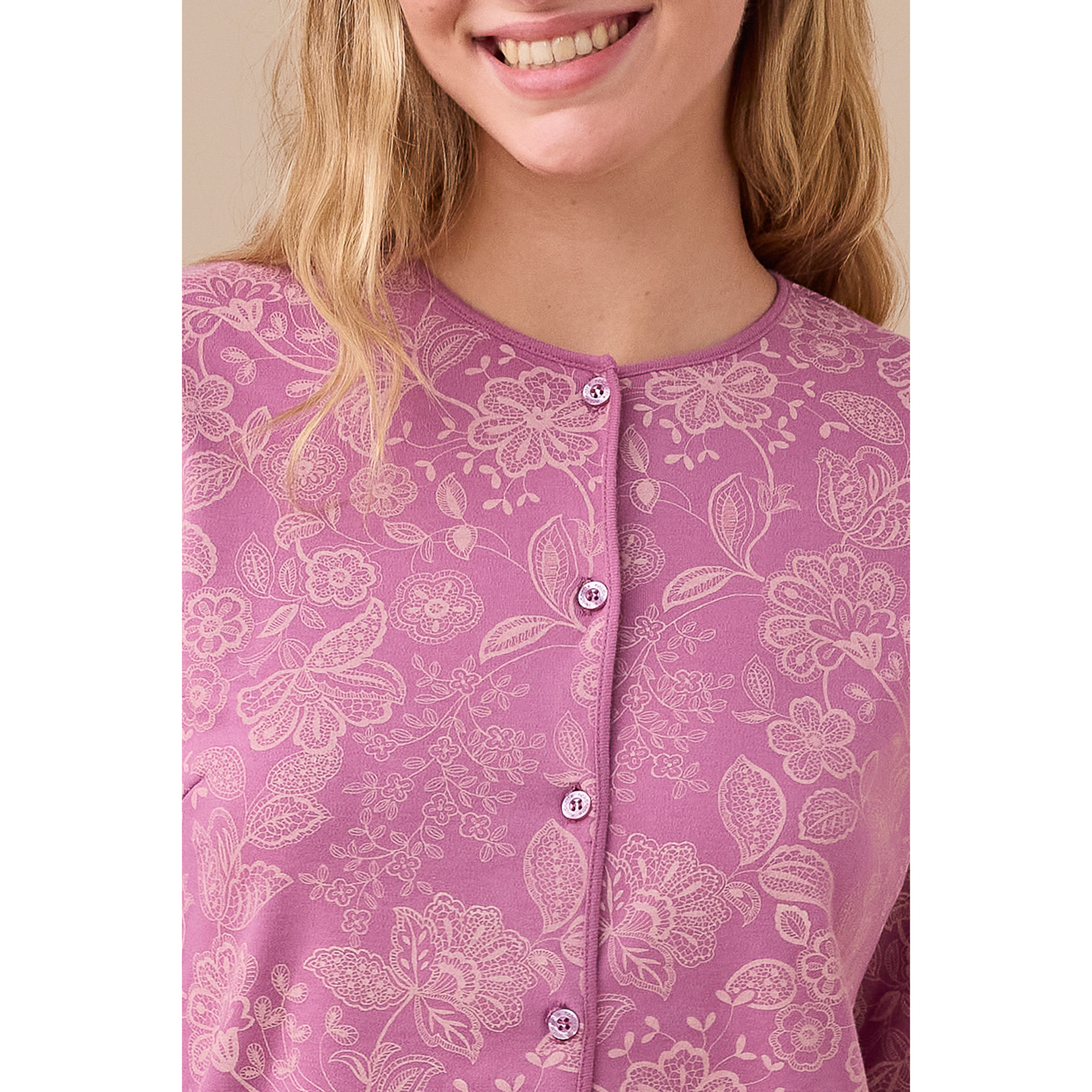 Camicia da notte donna caldo cotone con apertura frontale articolo flory Noidinotte