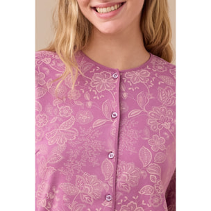 Camicia da notte donna caldo cotone con apertura frontale articolo flory Noidinotte