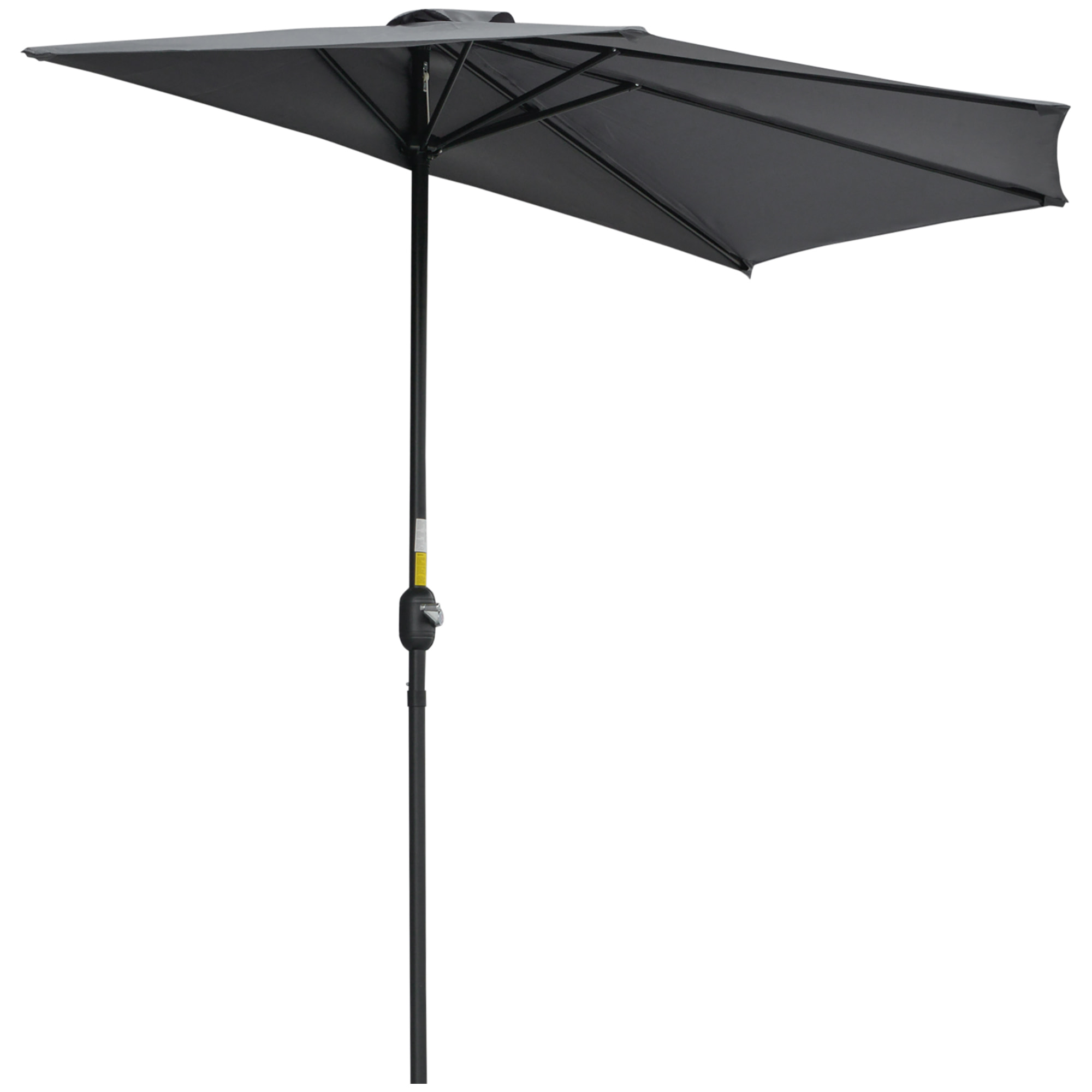 Demi parasol - parasol de balcon 5 entretoises métal - 2,93 x 1,5 x 2,49 m - polyester haute densité gris