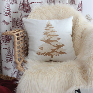 Coussin décoratif motif sapin - Beige