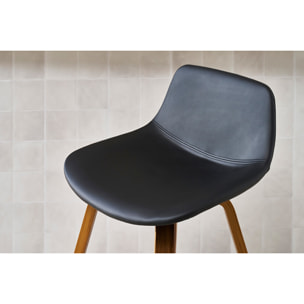 Tabourets de bar design noir et noyer H65 cm (lot de 2) NONIE