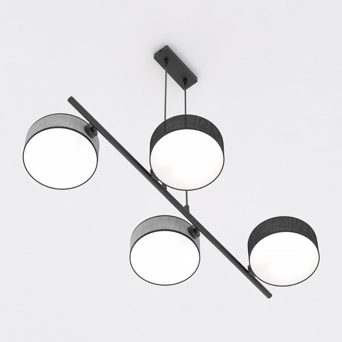 Lampada a sospensione DRUMZ in acciaio nero e tessuto