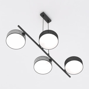 Lampada a sospensione DRUMZ in acciaio nero e tessuto
