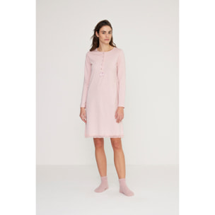 Camicia da notte donna lily in jersey invernale con collo cinque bottoni Noidinotte