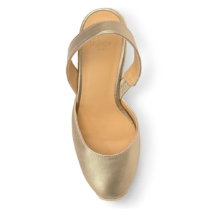 Alpargatas de cuña de mujer Carissa en piel metalizada, abertura en la parte posterior del talón