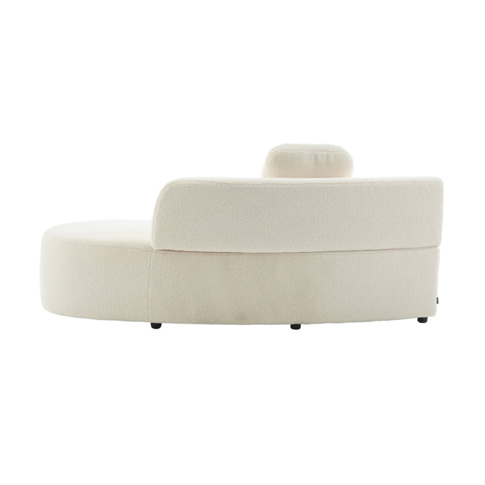 Canapé virgule organique droite 2-3 places bouclette blanche  L 171 x P 93 x H 68cm - Wave