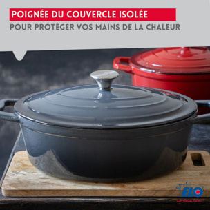 Cocotte ovale en fonte émaillée 33 cm gris classique 5 L Elo