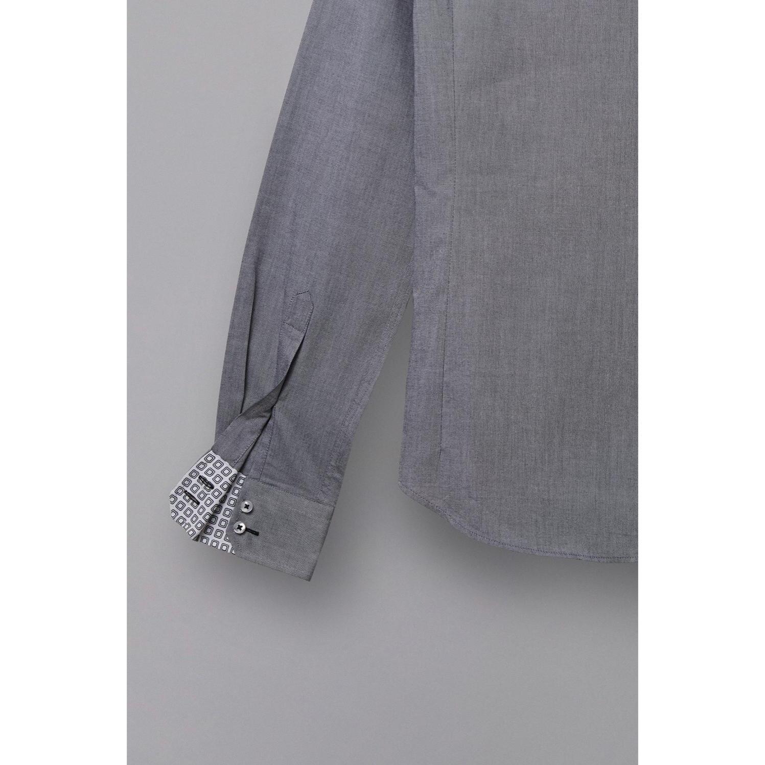 Camicia Uomo 2 Bottoni Button Down 7bottoni Doppio Coll Oxford Unito Grigio Scuro