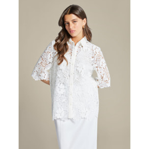 Elena Mirò - Camisa de macramé - Blanco