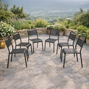 Lot de 6 chaises de jardin empilables gris foncé EVORA