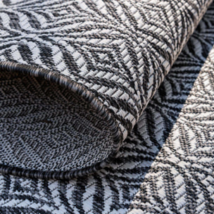 Moa- tapis d'extérieur rond noir à motif blanc