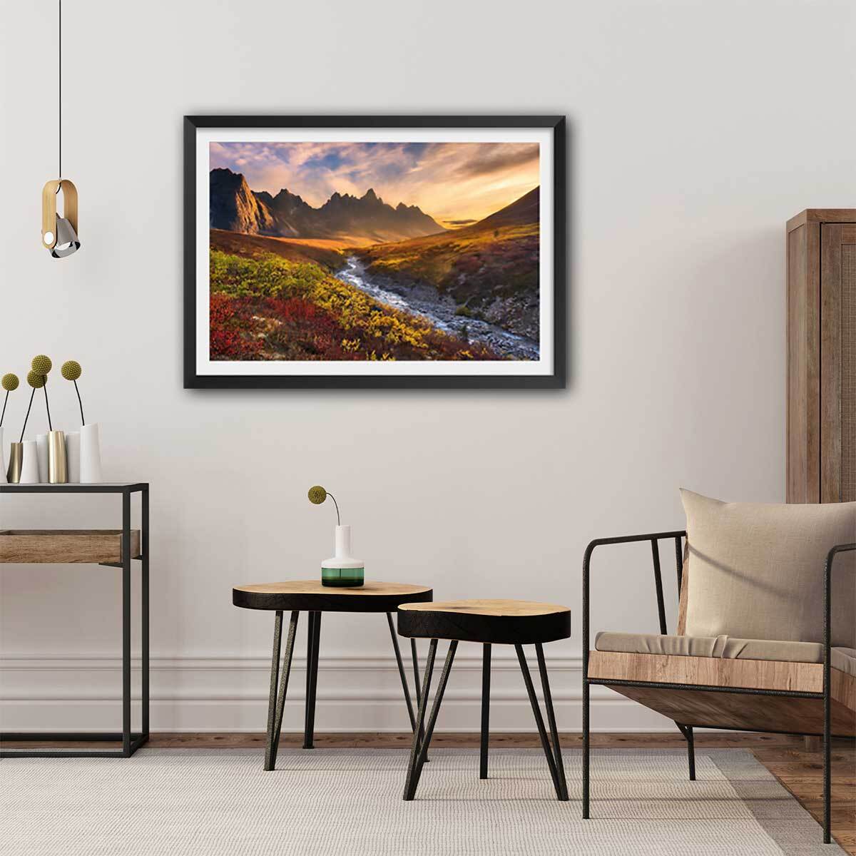 Affiche paysage moutain paradise Affiche sous cadre noir