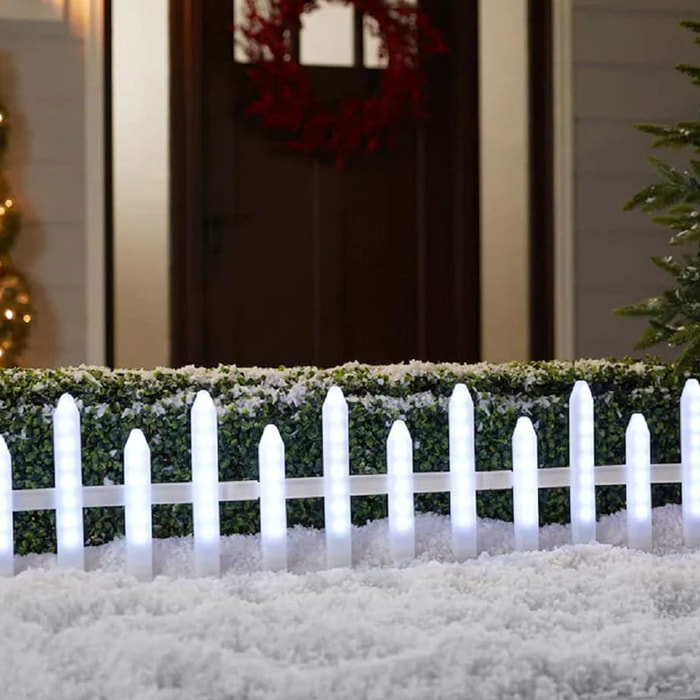 juego de 8 piezas de luces para valla led color blanco con controlador y temporizador