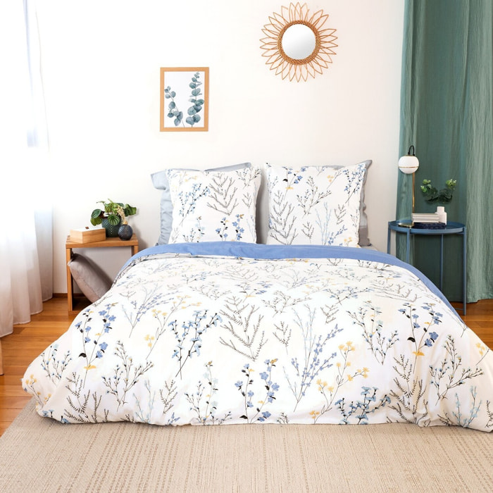 Parure Housse De Couette 3pcs 100% Satin De Coton 78fils Fanille