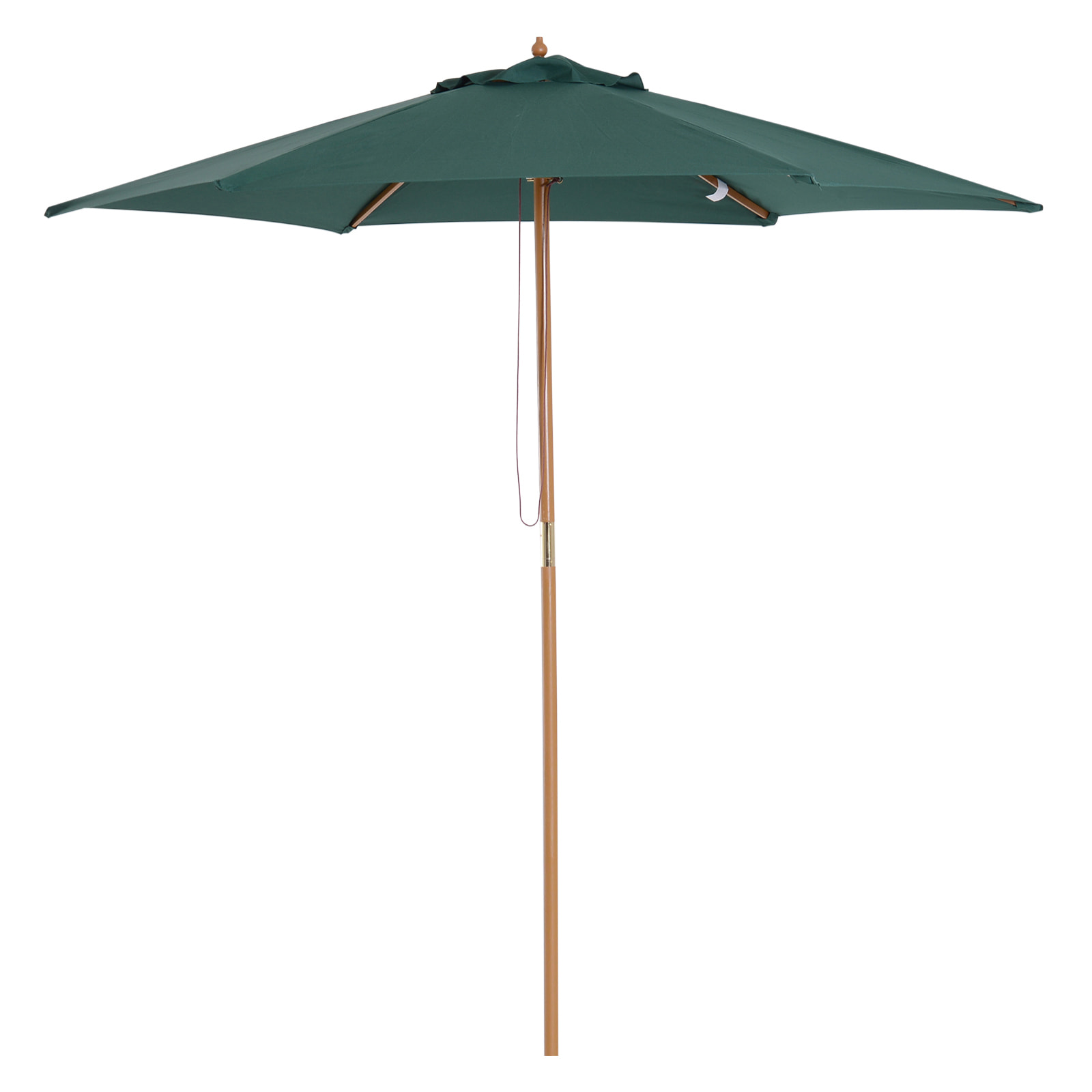 Sombrilla Parasol para Patio Mástil de Madera Φ2,5m Verde