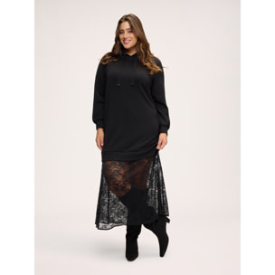 Fiorella Rubino - Vestito in felpa con gonna in pizzo - Nero