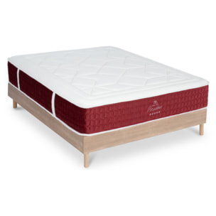 Ensemble Matelas Passion mémoire de forme - 32 cm mémoire de forme avec Sommier Couleur Bois