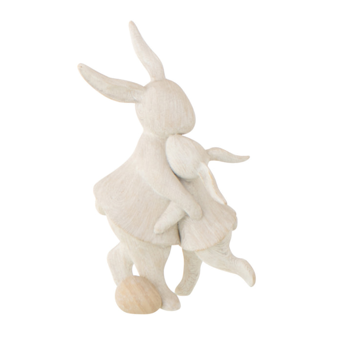 J-Line lapin Câlin décoratif - polyrésine - beige - 2 pièces