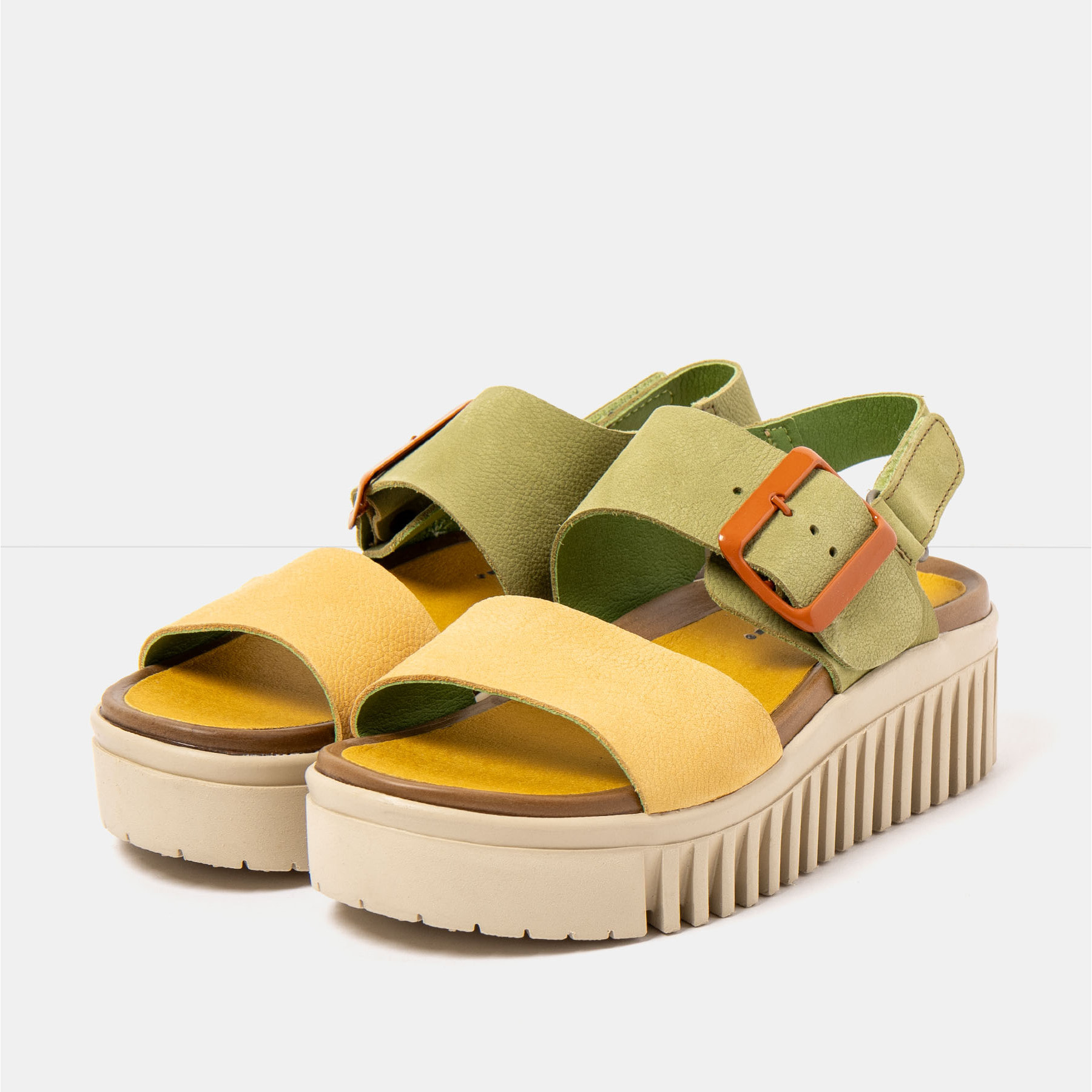 Sandalia de cuña 1578 MULTI LIKEN-HONEY/BRIGHTON color Liken-honey