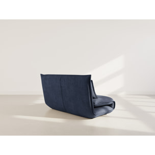 Candice - Banquette 2 places convertible clic-clac en velours côtelé - Bleu nuit