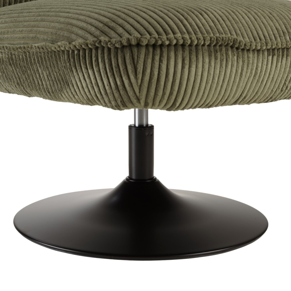 AGATHE - Fauteuil pivotant en tissu velours côtelé vert