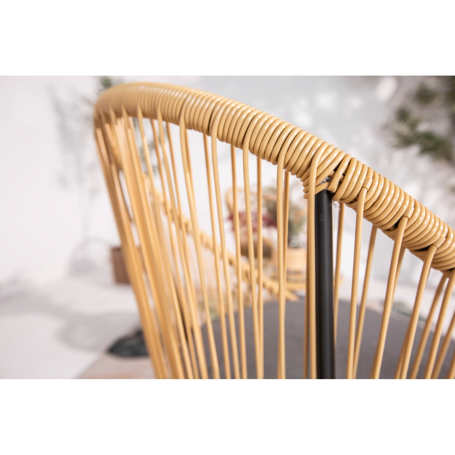 Salon de balcon 2 fauteuils et 1 table coussins gris PAULO