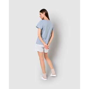 Pijama corto algodón arubi azul