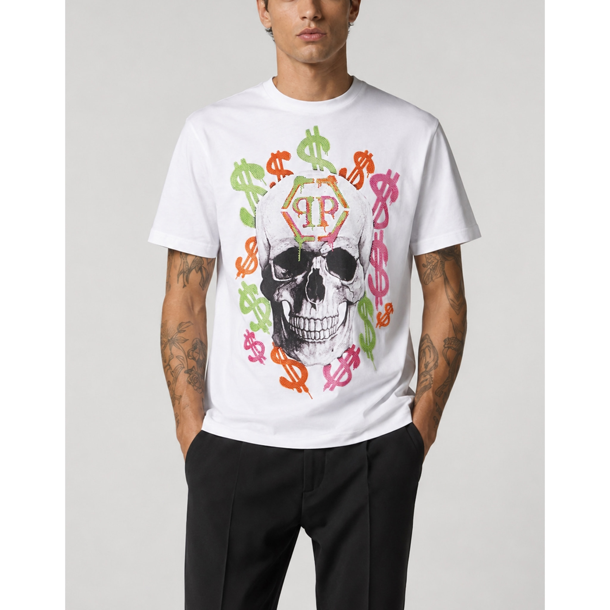 PHILIPP PLEIN Camiseta de cuello redondo y manga corta