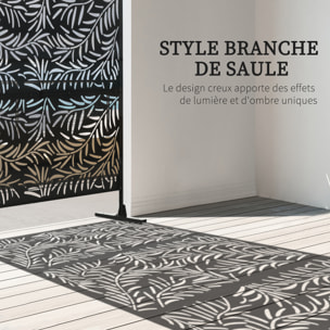 Panneau brise vue décoratif paravent extérieur motif végétal feuilles saule 122 x 198 cm acier thermolaqué noir