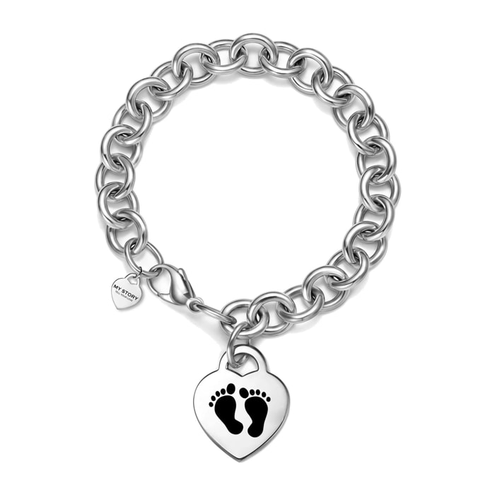 Bracciale Hiriwa 925 con Pendente Acciaio Silver Mamma