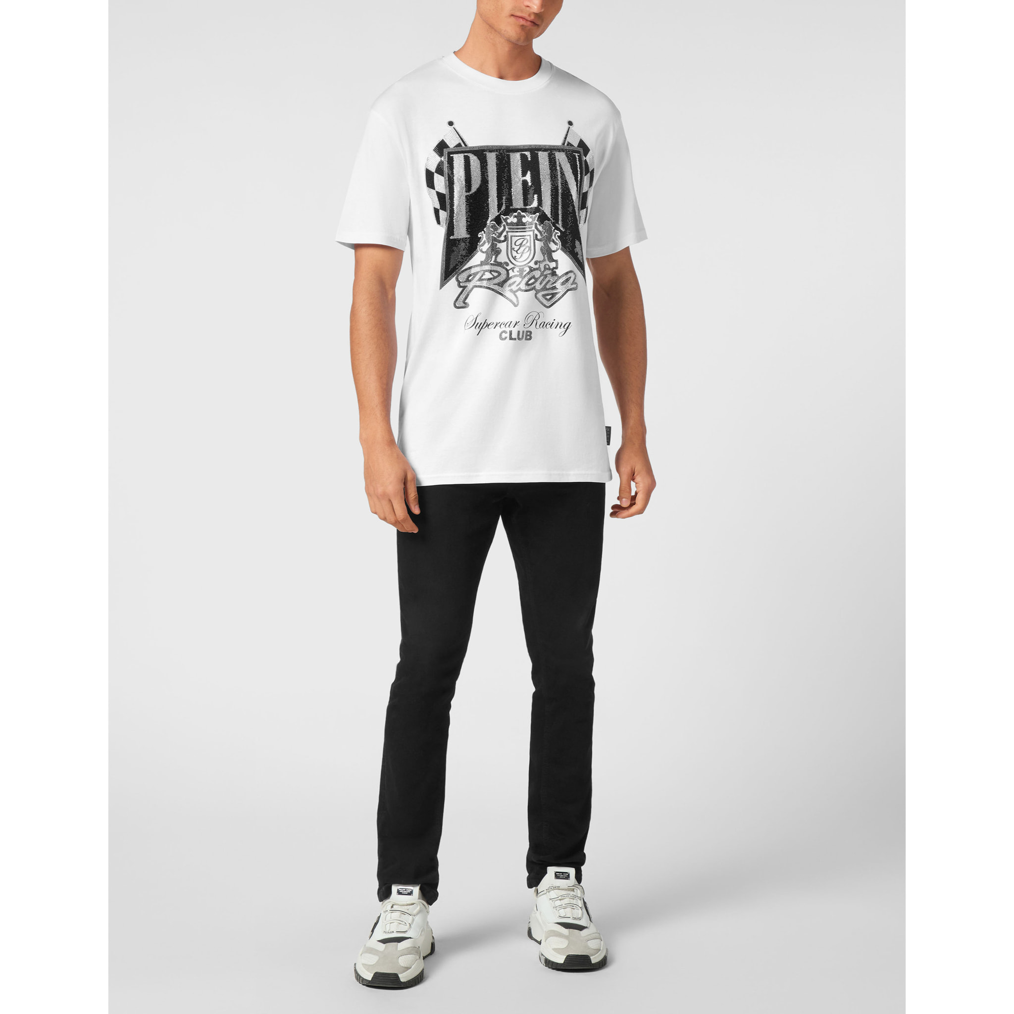 PHILIPP PLEIN Camiseta de cuello redondo y manga corta RACING