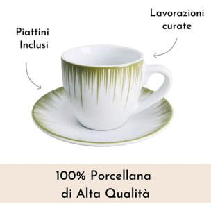 Set 6 tazzine da caffè Raggi con piattini in porcellana