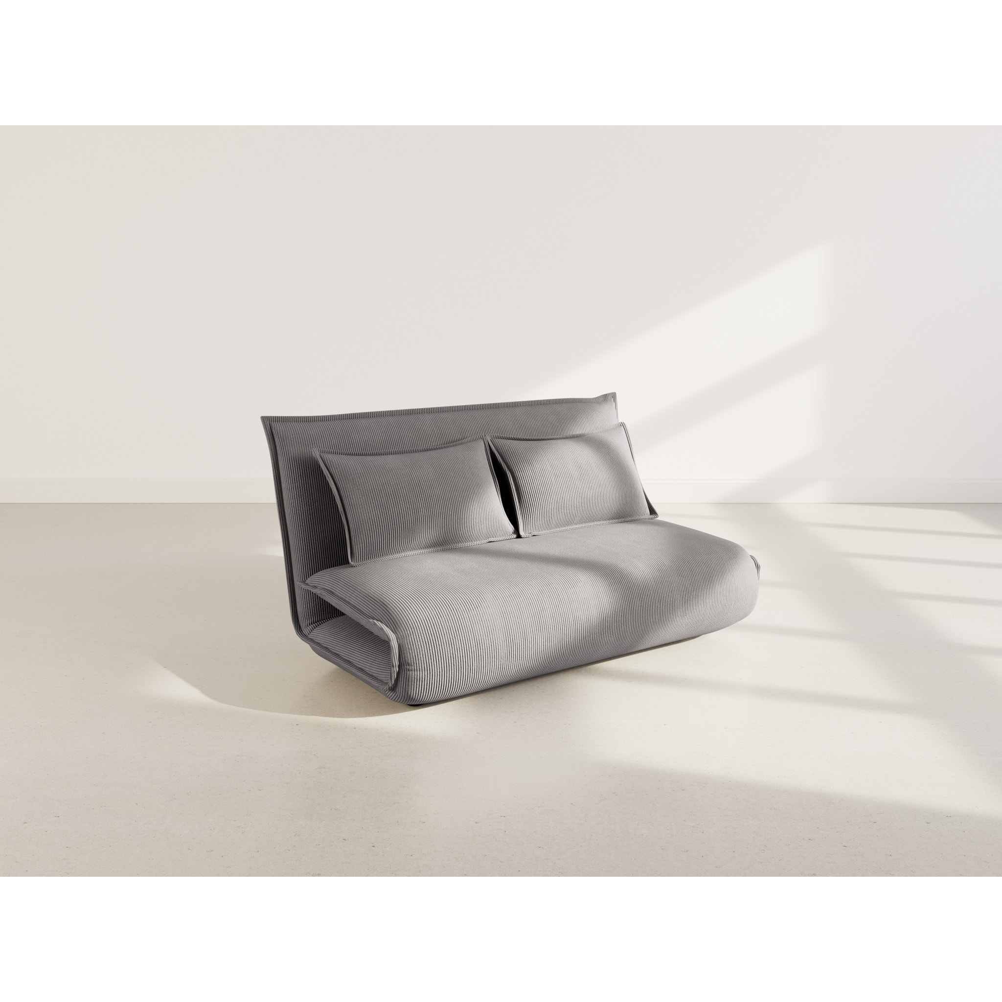 Candice - Banquette 2 places convertible clic-clac en velours côtelé - Gris foncé