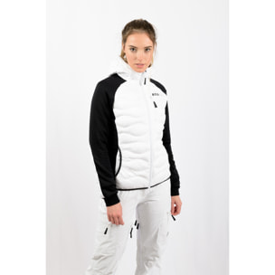 Chaqueta para mujer ECOON ECOActive Hybrid Insulated Jacket with cap Women - Blanco / Negro